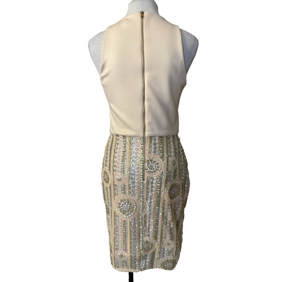 ASOS Sequin Scuba Sheath Dress 8 Stretch Party Wedding Cruise Washable - Picture 3 of 11